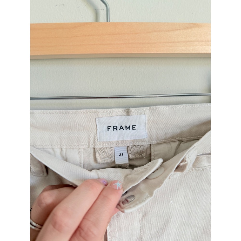 Frame Le Pixie Wide Leg Trouser Pant Bone Off White High Rise Size 31 - Picture 3 of 5